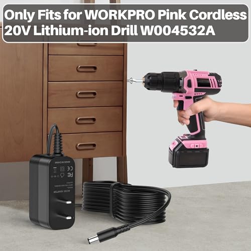 Workpro Pink 20V Lithium-ion Cordless Drill Driver with Corded Charger