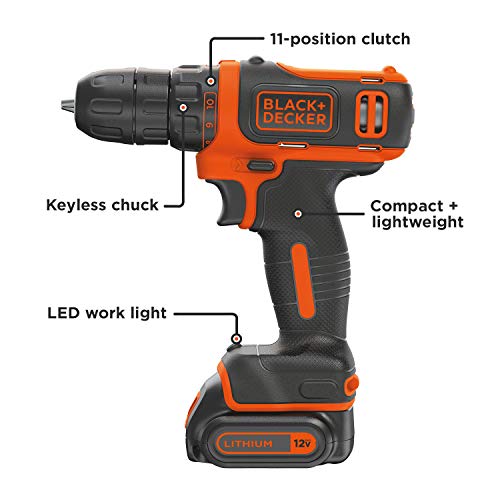 BLACK+DECKER 12V Cordless Drill/Driver with Battery & Charger