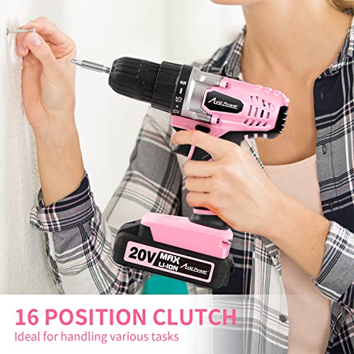 AVID POWER 20V MAX Pink Cordless Drill Set