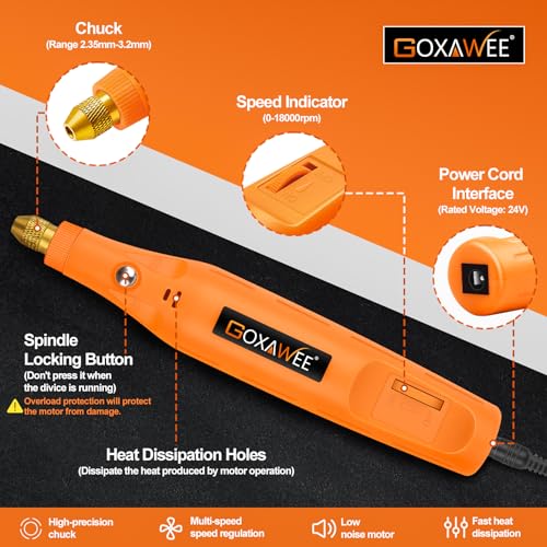 GOXAWEE Mini Rotary Tool Kit 105 Accessories 18,000 RPM Grinding Polishing Crafting