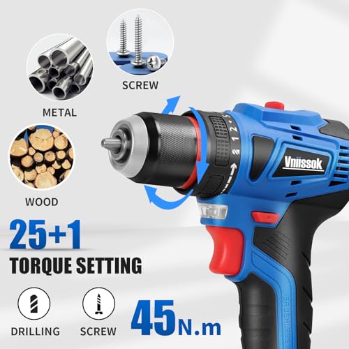 18V Brushless Blue Cordless Drill Set with Battery, Charger, LED & 39pcs Accessories