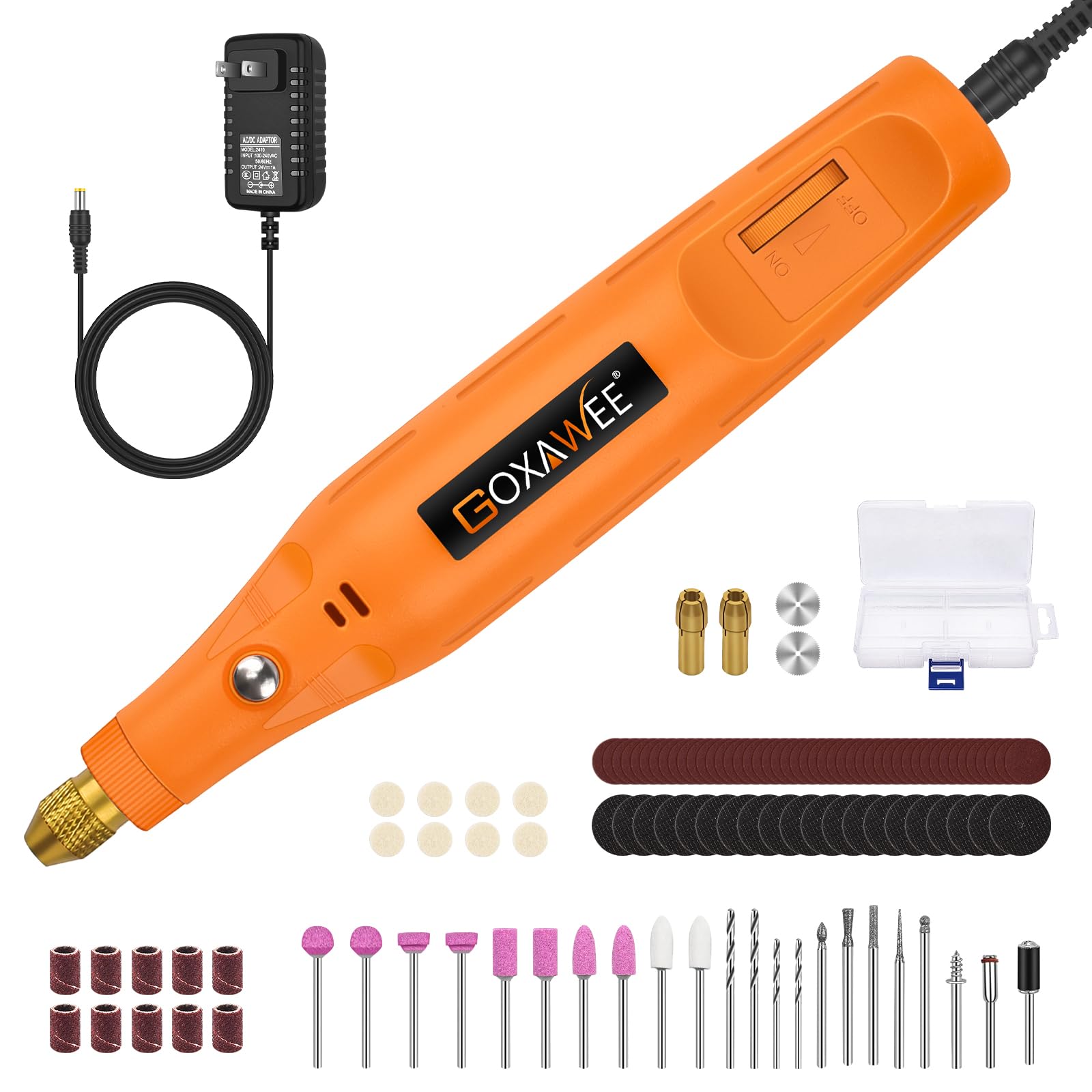 GOXAWEE Mini Rotary Tool Kit 105 Accessories 18,000 RPM Grinding Polishing Crafting