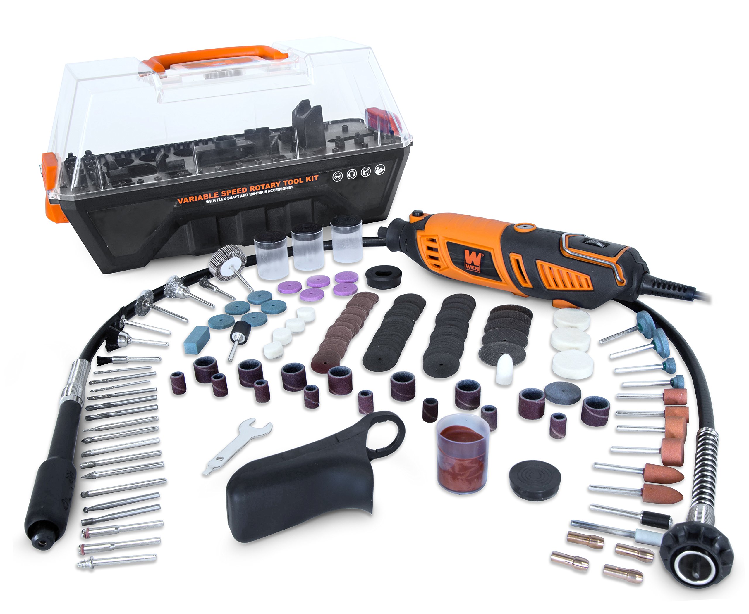 WEN 23190 Steady-Grip Rotary Tool with Accessory Kit & Case, Multicolor